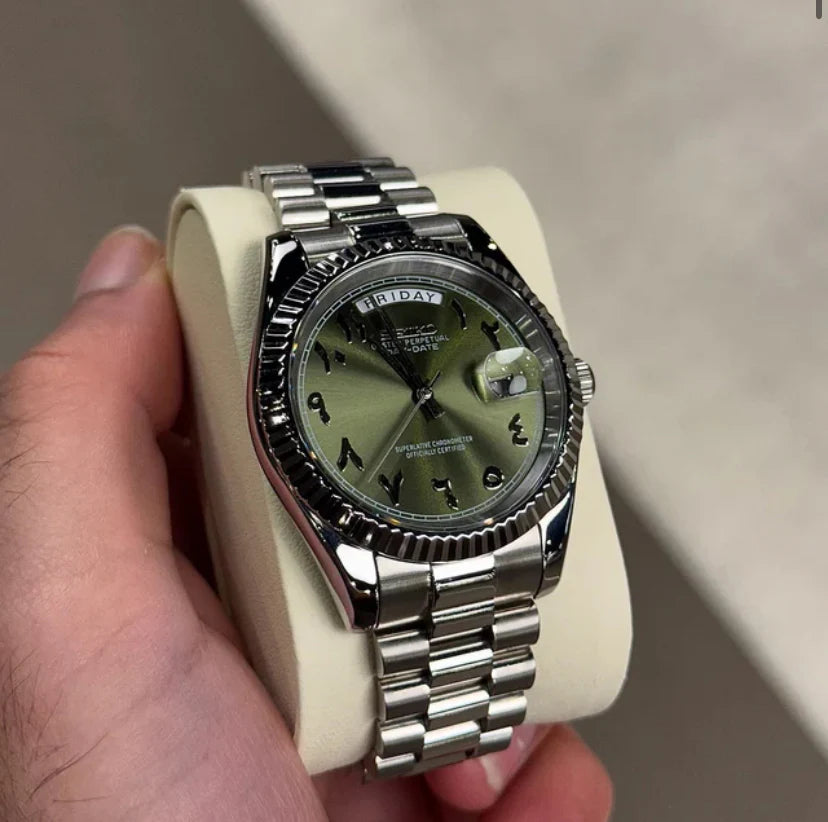 Seiko Day-Date Olive Arabic Dial